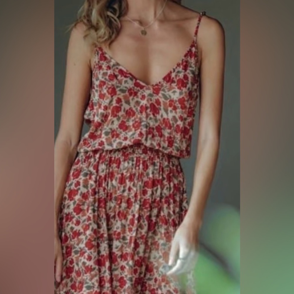 Pampolene Floral Red and Cream Dress
